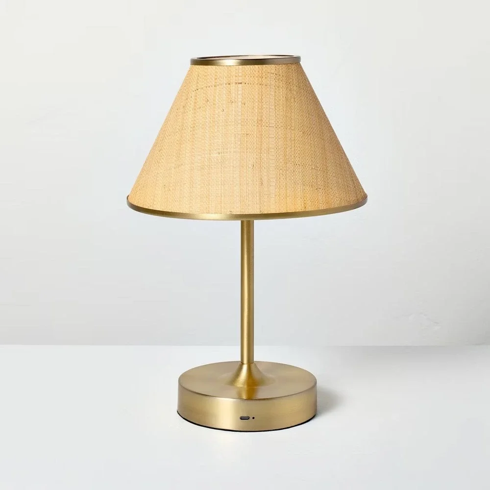 Cordless Woven Portable Table Lamp Brass - Hearth & Hand Magnolia, Target
